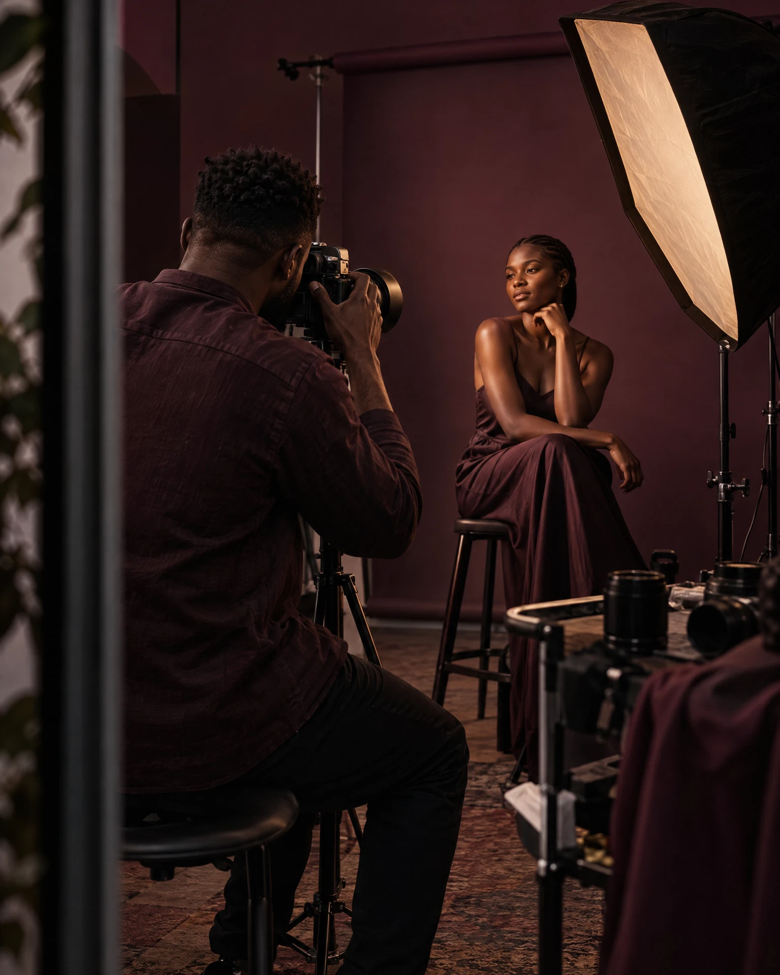 Generated studio concept: a generic photographer composing a portrait